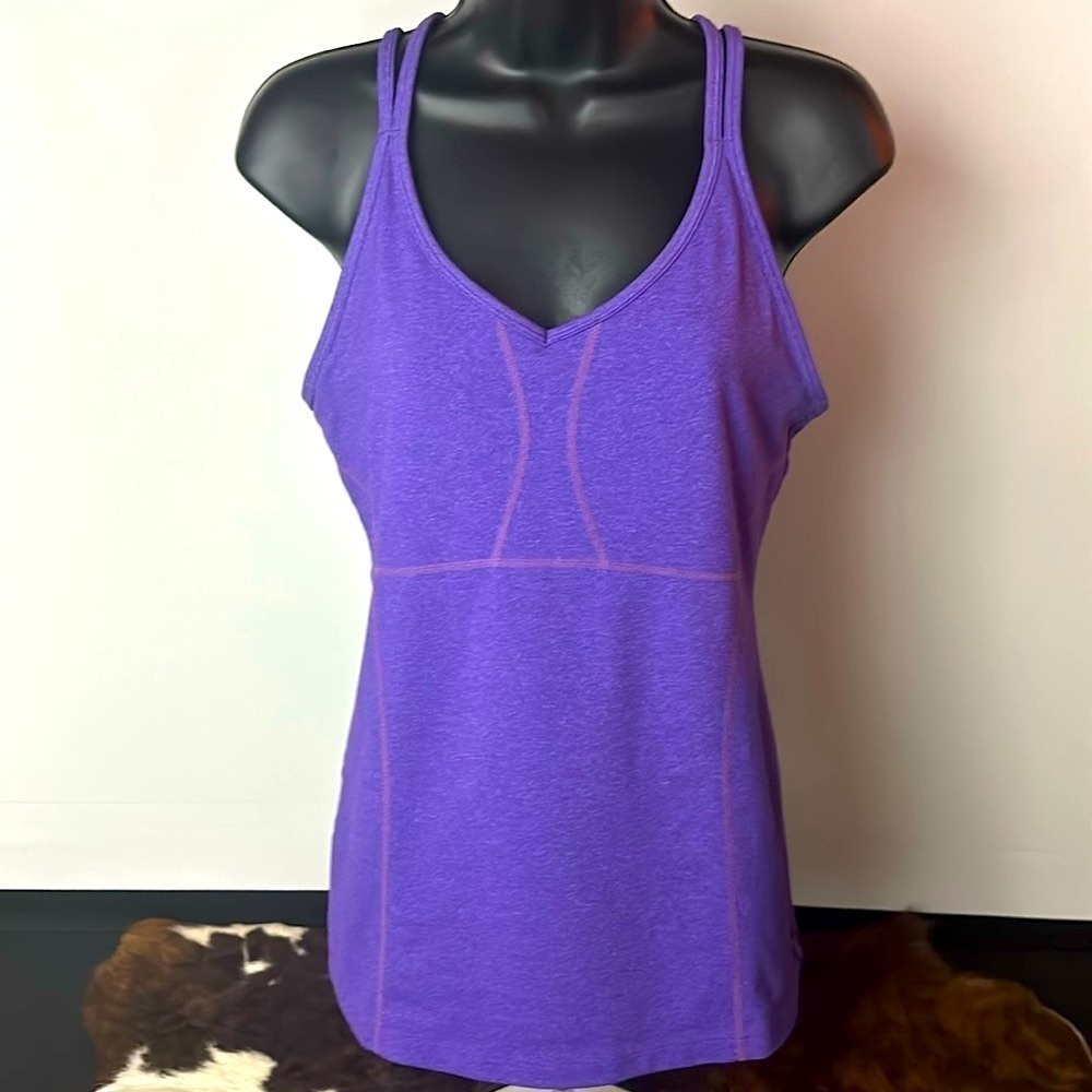 Athleta Empowerment Tank Top Size Medium Heathered Purple Strappy Back Cami.